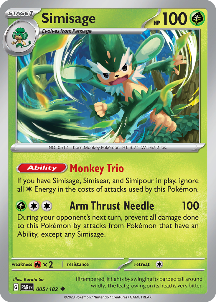 Simisage - 005/182 - - PARADOX RIFT - Pokemon - Uncommon | AA48-91