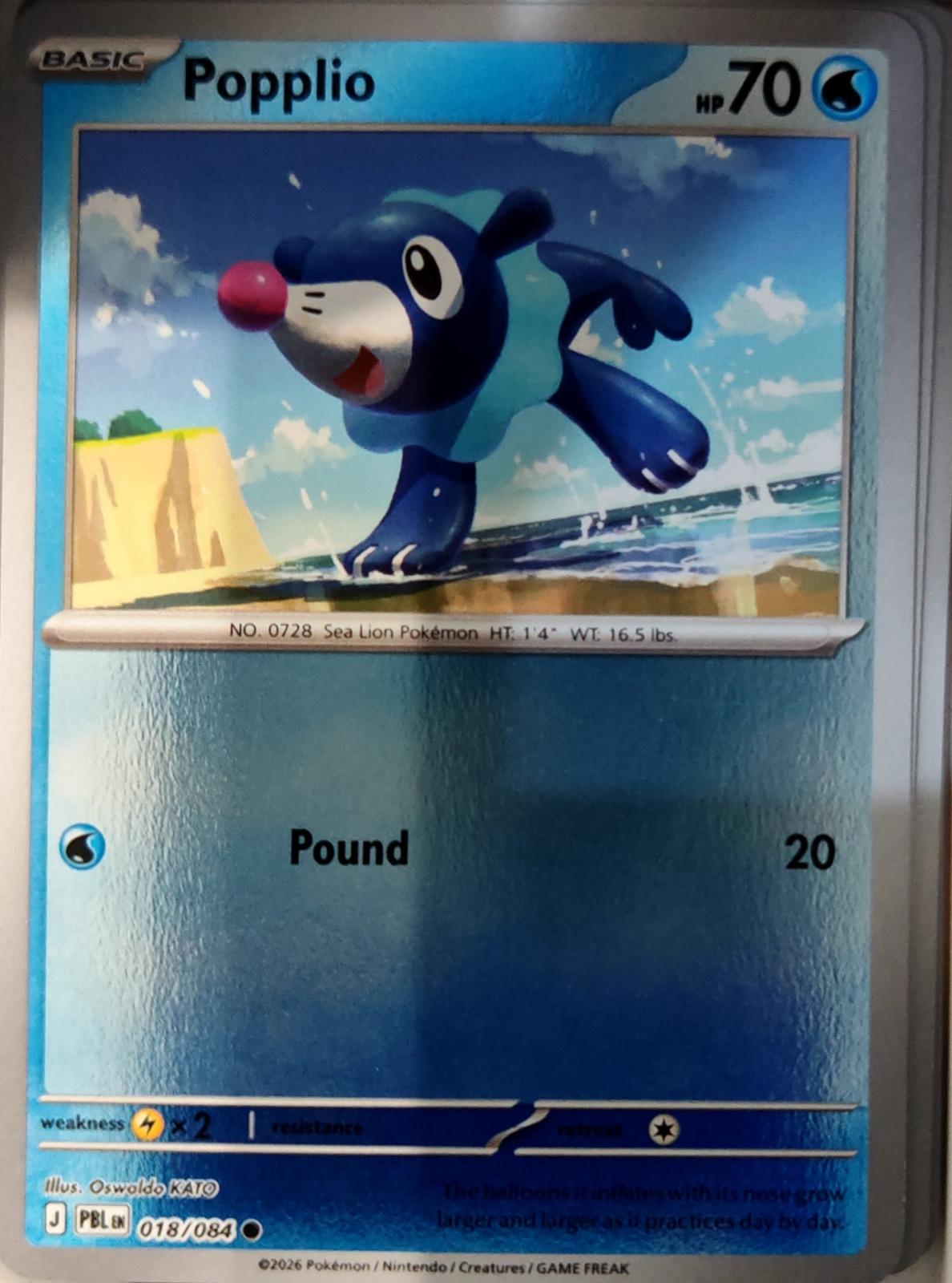 Popplio - 018/084 - Reverse Holo - PITCH BLACK - Pokemon - Common | AA72-7