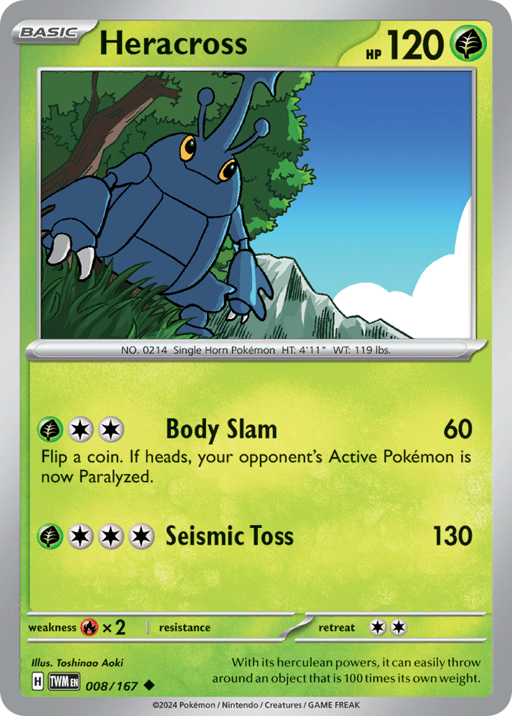 Heracross - 008/167 - - TWILIGHT MASQUERADE - Pokemon - Uncommon | AA76-12