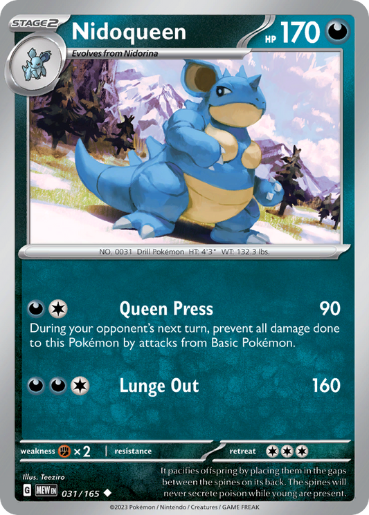 Nidoqueen - 031/165 - - 151 - Pokemon - Uncommon | AA74-19