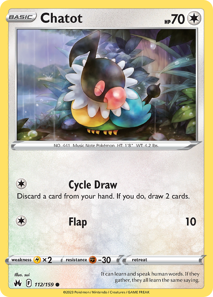 Chatot - 112/159 - - CROWN ZENITH - Pokemon - Common | AA105-33