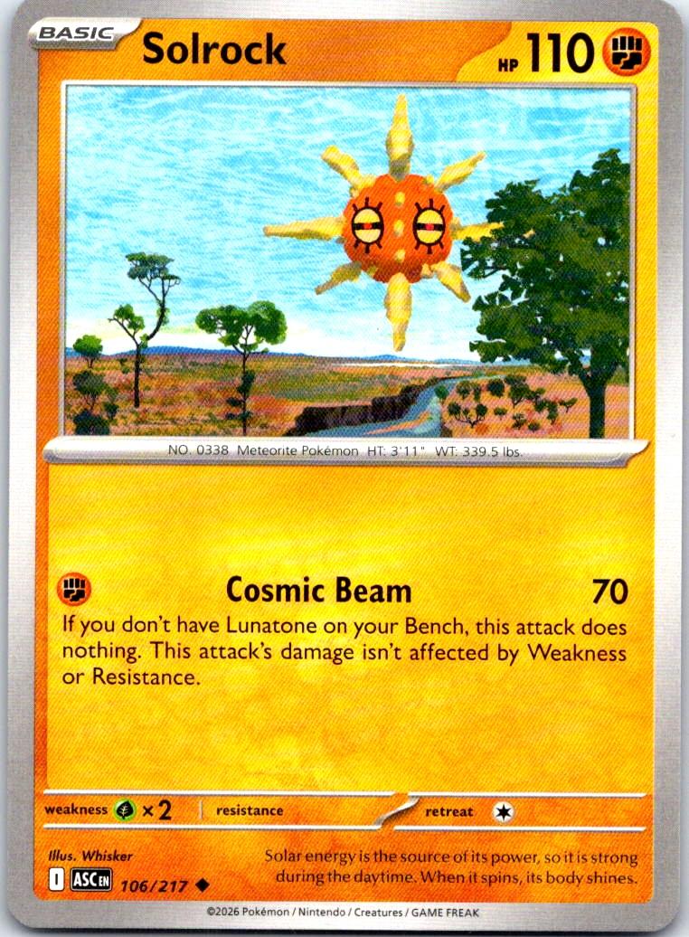 Solrock - 106/217 - - ASCENDED HEROES - Pokemon - Uncommon | AB43-42