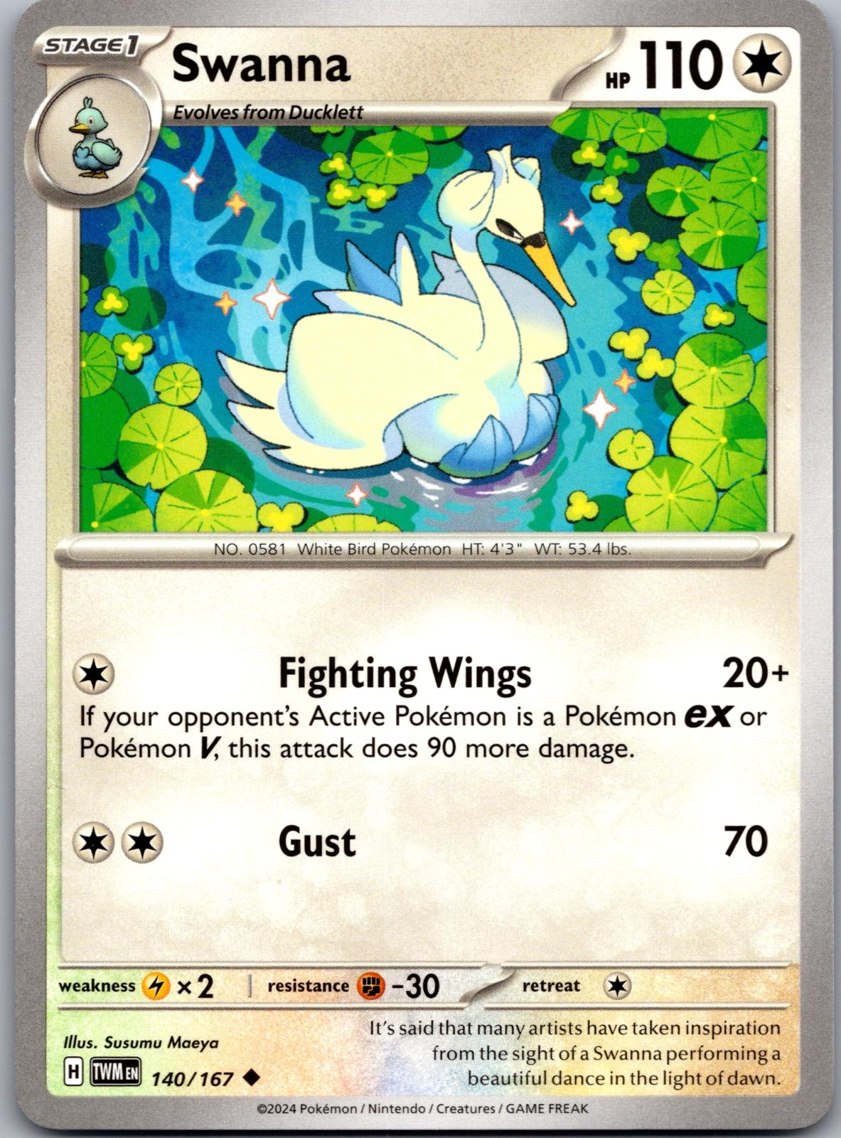 Swanna - 140/167 - - TWILIGHT MASQUERADE - Pokemon - Uncommon | AA86-33