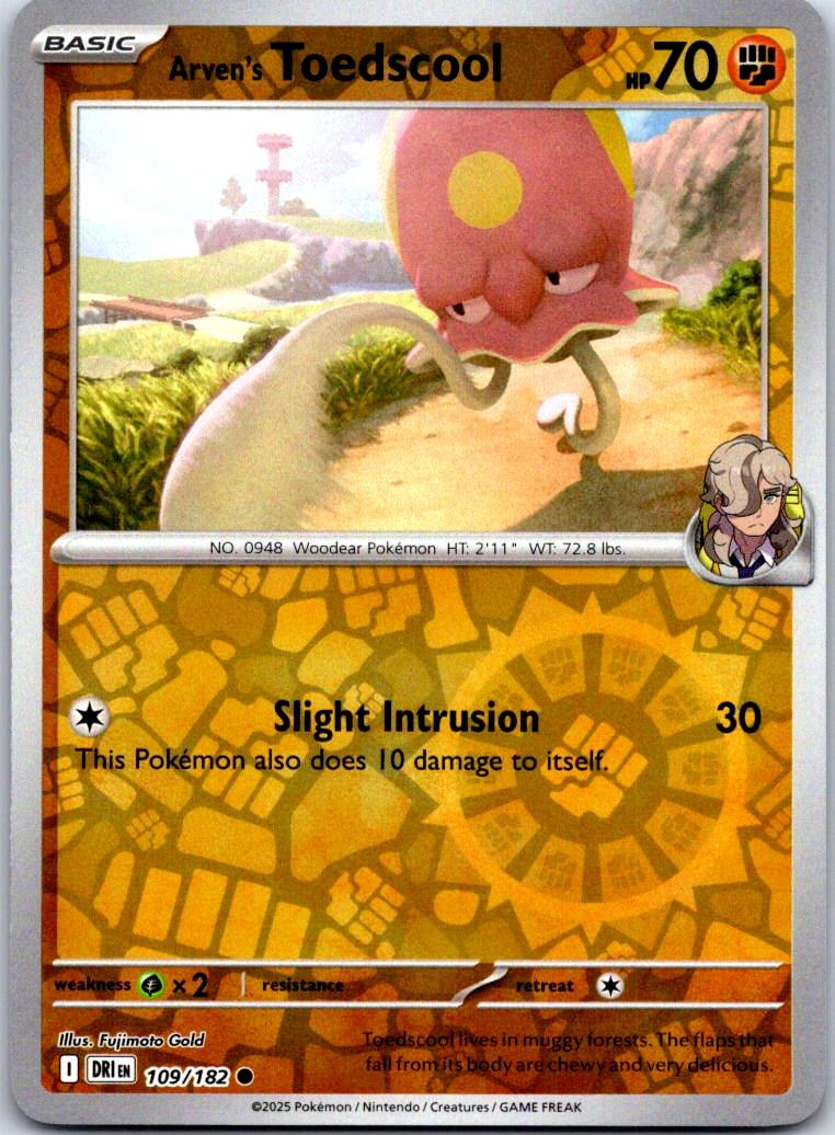 Arven's Toedscool - 109/182 - Reverse Holo - DESTINED RIVALS - Pokemon - | AA123-23