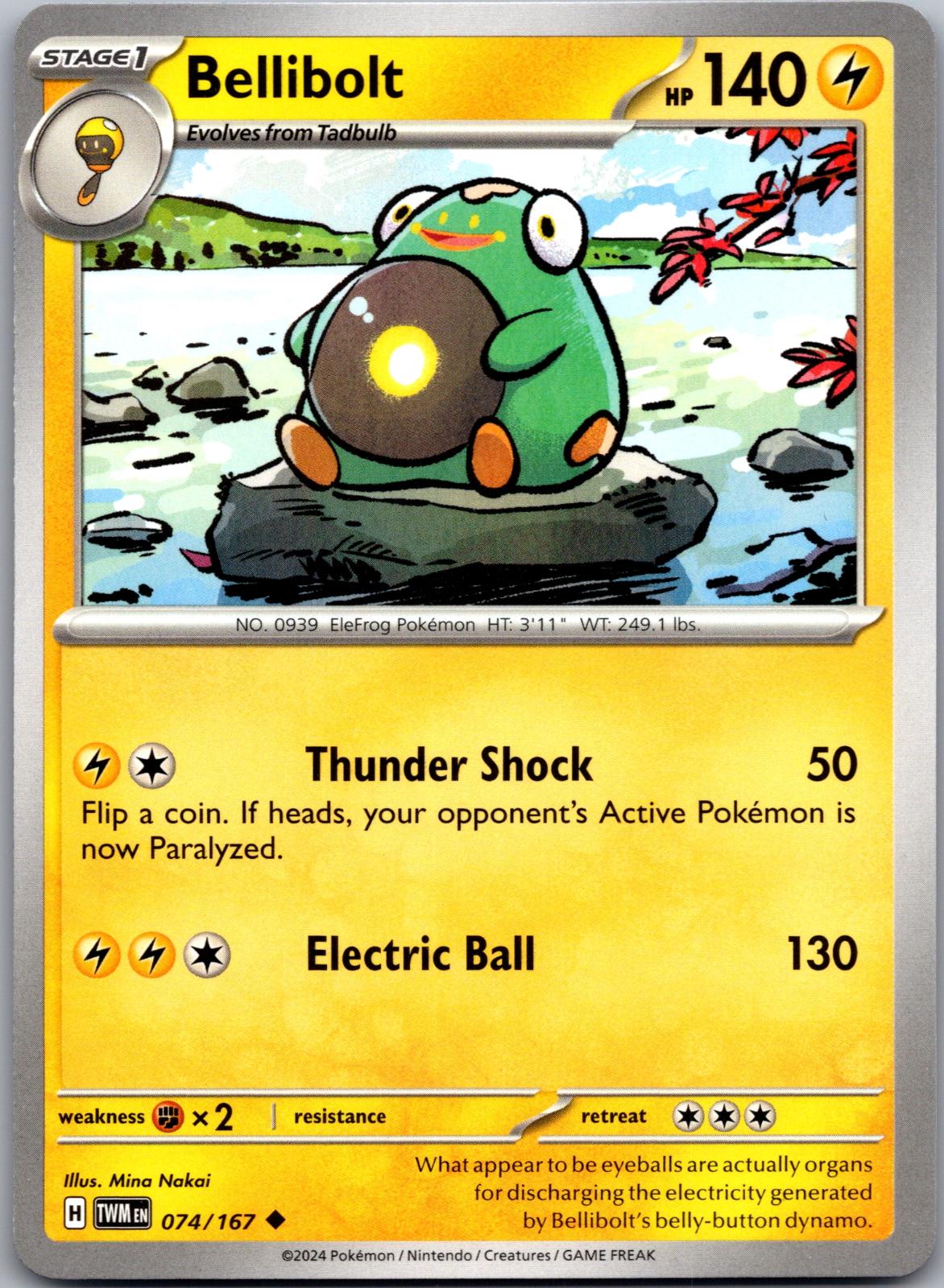 Bellibolt - 074/167 - - TWILIGHT MASQUERADE - Pokemon - Uncommon | AA85-43