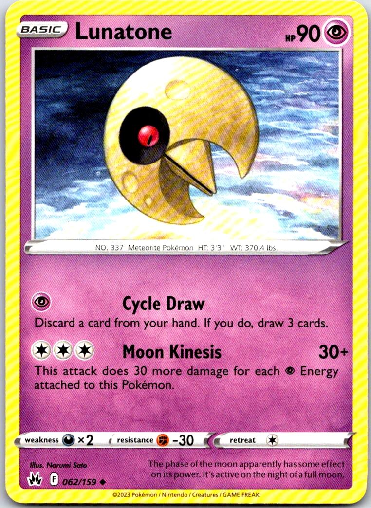 Lunatone - 062/159 - - CROWN ZENITH - Pokemon - Uncommon | AA102-12