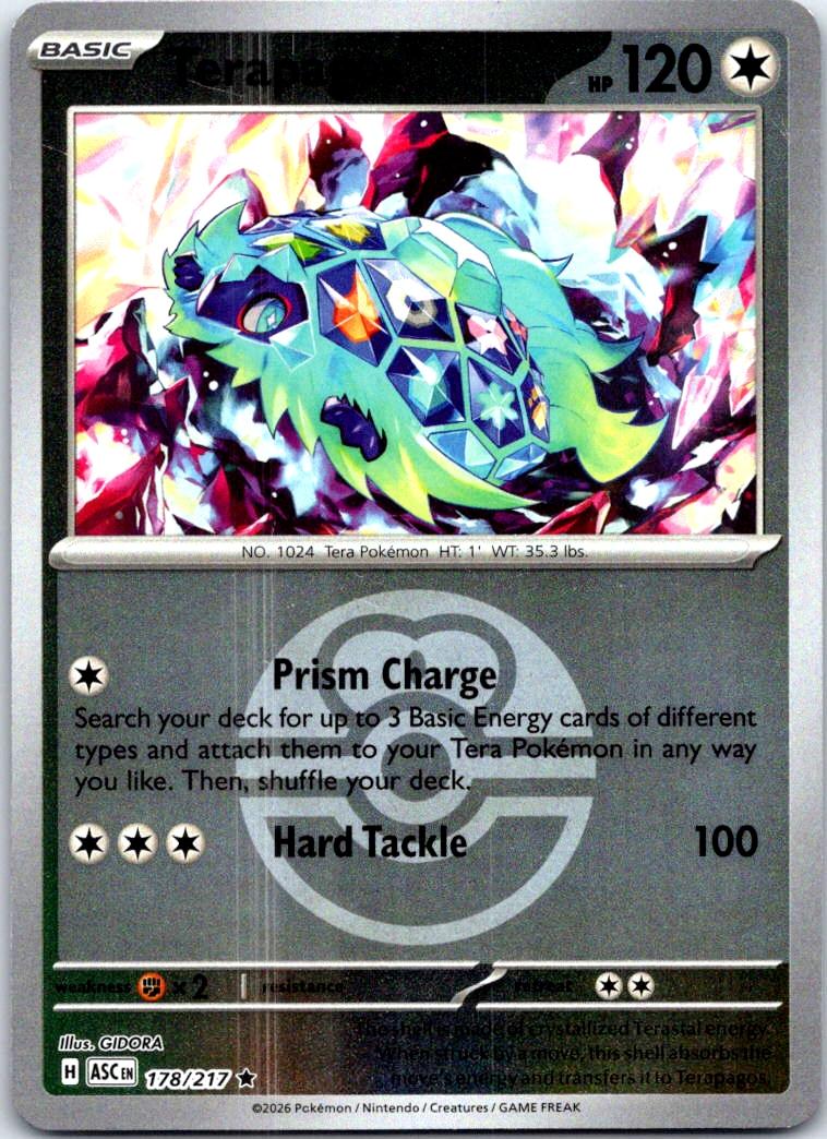 Terapagos (Love Ball) - 178/217 - Reverse Holo - ASCENDED HEROES - Pokemon - | AB42-45