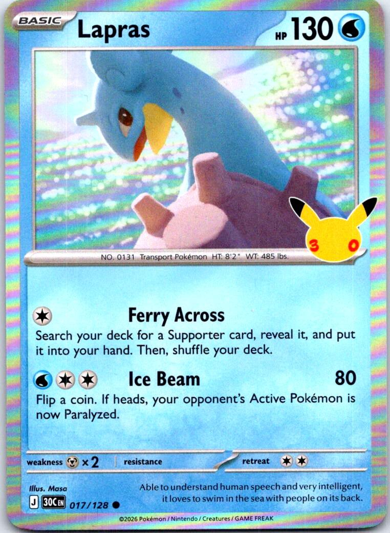 Lapras - 017/128 - Holo - ME: 30TH CELEBRATION - Pokemon - Common | AC31-5