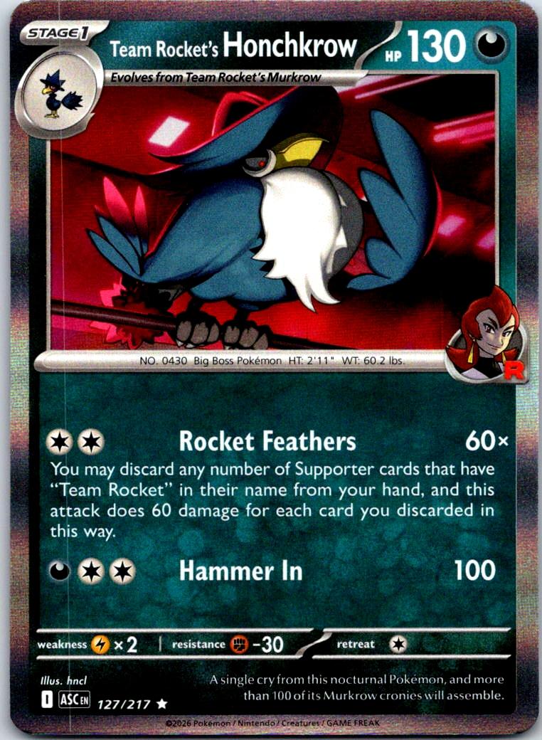 Team Rocket's Honchkrow - 127/217 - Holo - ASCENDED HEROES - Pokemon - | AB07-25