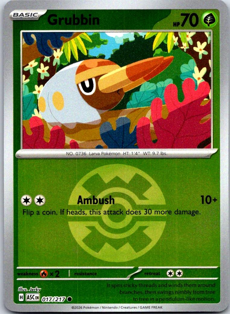 Grubbin (Quick Ball) - 017/217 - Reverse Holo - ASCENDED HEROES - Pokemon - | AA119-41