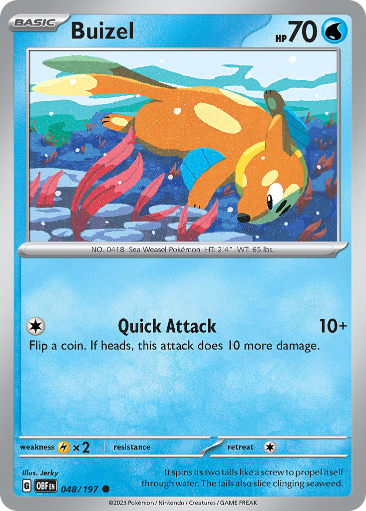 Buizel - 048/197 - Reverse Holo - OBSIDIAN FLAMES - Pokemon - Common | AA116-9