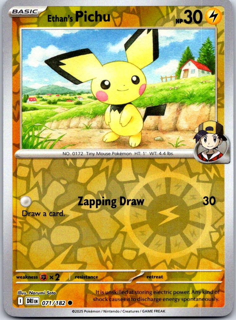 Ethan's Pichu - 071/182 - Reverse Holo - DESTINED RIVALS - Pokemon - | AA125-41
