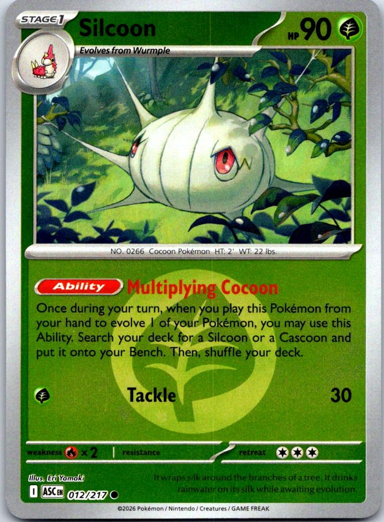 Silcoon (Energy Symbol Pattern) - 012/217 - Reverse Holo - ASCENDED HEROES - Pokemon - | AB03-15
