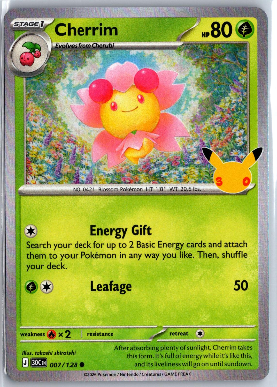 Cherrim - 007/128 - Holo - ME: 30TH CELEBRATION - Pokemon - Common | AA97-32