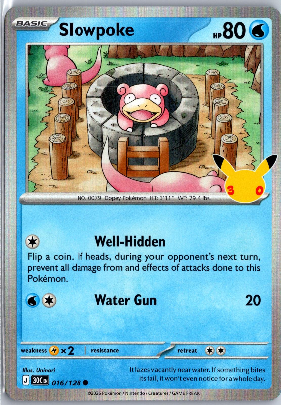 Slowpoke - 016/128 - Holo - ME: 30TH CELEBRATION - Pokemon - Common | AA98-6