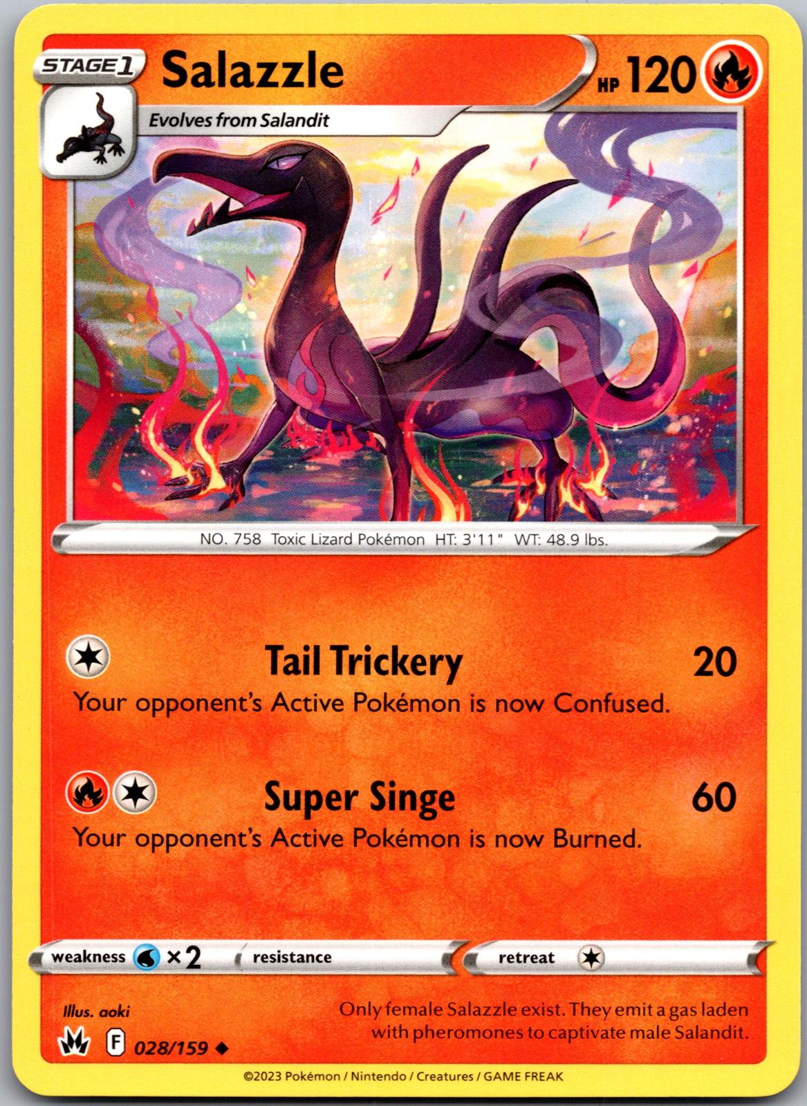 Salazzle - 028/159 - - CROWN ZENITH - Pokemon - Uncommon | AA92-26