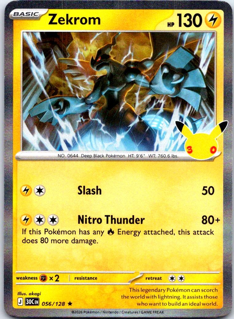 Zekrom - 056/128 - Holo - ME: 30TH CELEBRATION - Pokemon - Rare | AB31-27