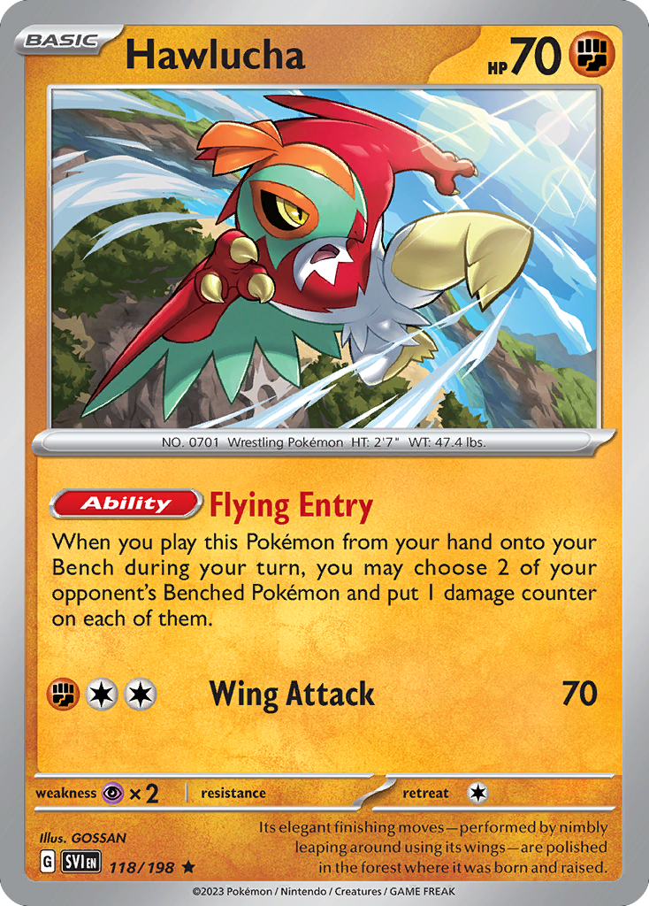 Hawlucha - 118/198 - Reverse Holo - SCARLET & VIOLET - Pokemon - Rare | AA72-27
