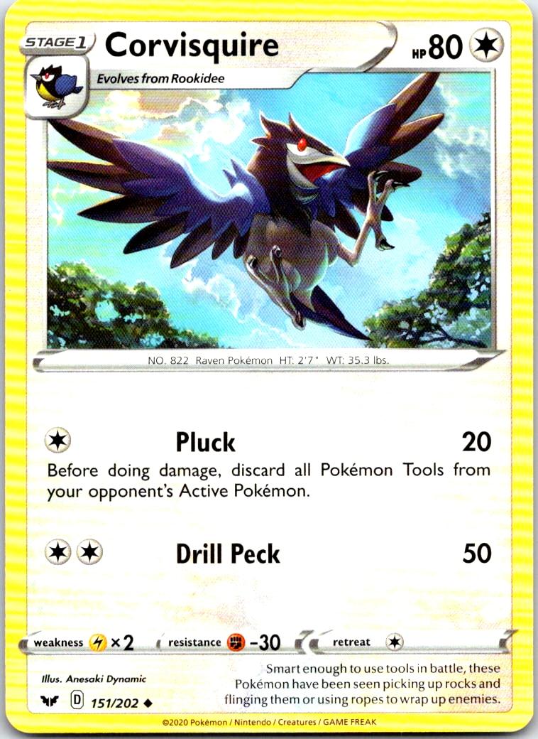 Corvisquire - 151/202 - - SWORD & SHIELD - Pokemon - Uncommon | AB79-2