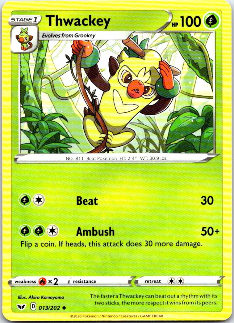 Thwackey - 013/202 - - SWORD & SHIELD - Pokemon - Uncommon | AB72-34