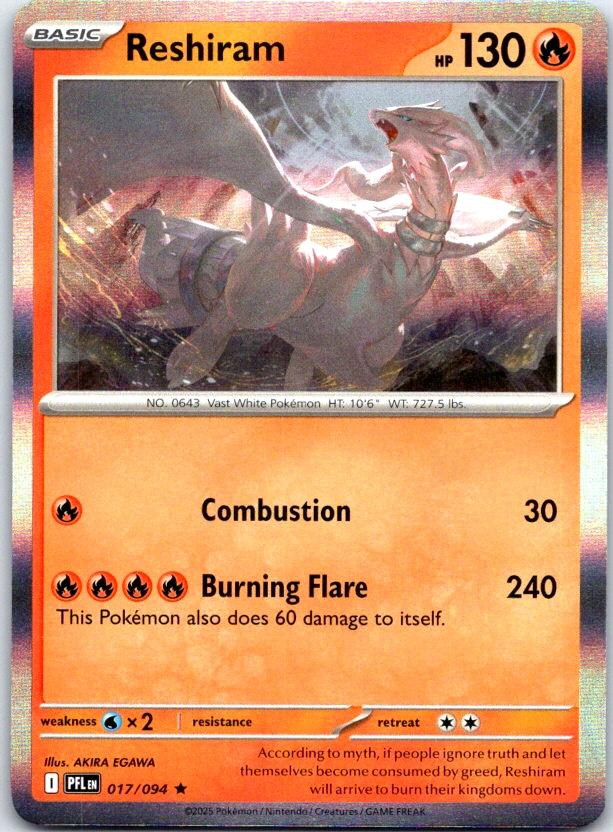 Reshiram - 017/094 - Holo - PHANTASMAL FLAMES - Pokemon - Rare | AC29-43