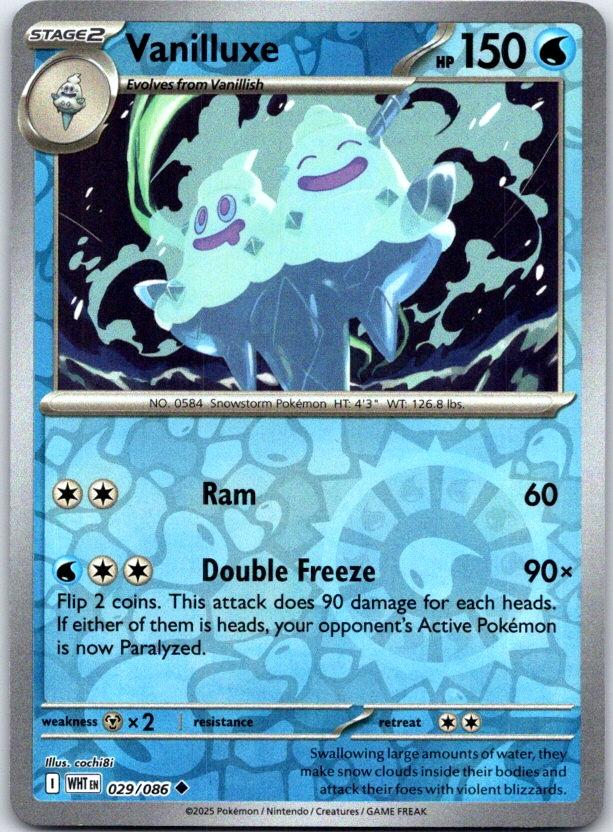 Vanilluxe - 029/086 - Reverse Holo - WHITE FLARE - Pokemon - Uncommon | AC28-38