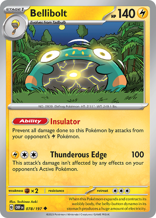 Bellibolt - 078/197 - - OBSIDIAN FLAMES - Pokemon - Uncommon | AA05-100