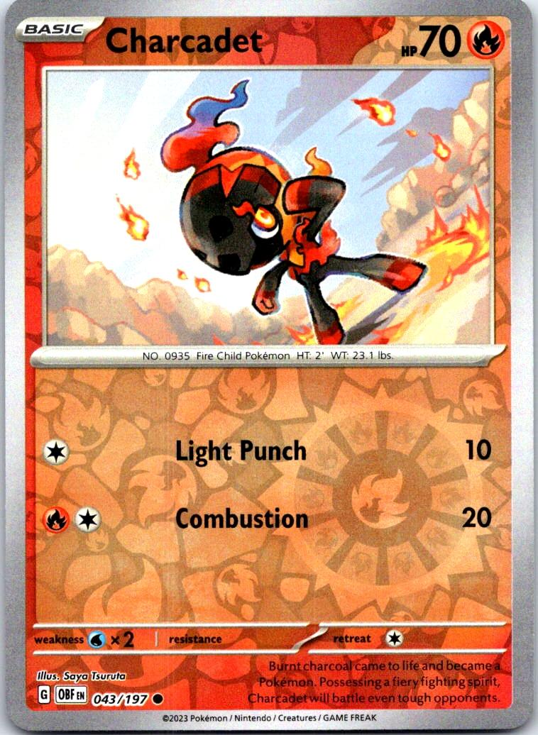 Charcadet - 043/197 - Reverse Holo - OBSIDIAN FLAMES - Pokemon - | AB42-17
