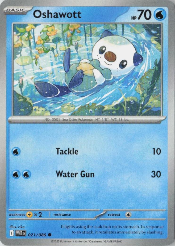 Oshawott - 021/086 - Reverse Holo - WHITE FLARE - Pokemon - Common | AA61-15