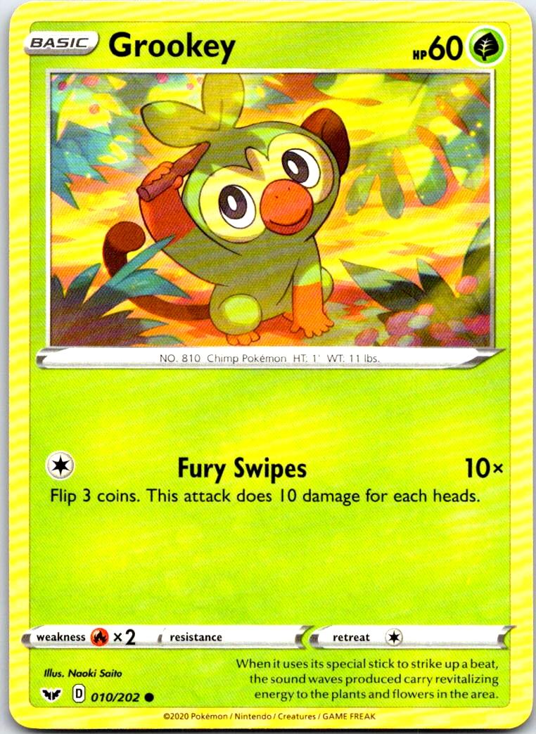 Grookey - 010/202 - - SWORD & SHIELD - Pokemon - Common | AB74-31