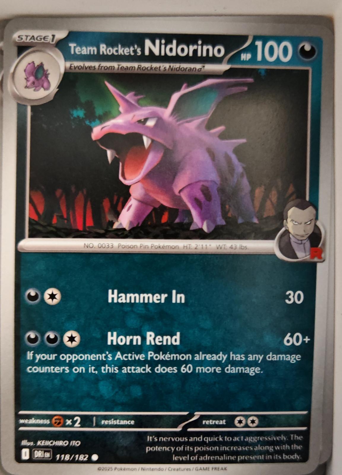 Team Rocket's Nidorino - 118/182 - - DESTINED RIVALS - Pokemon - | AA12-59