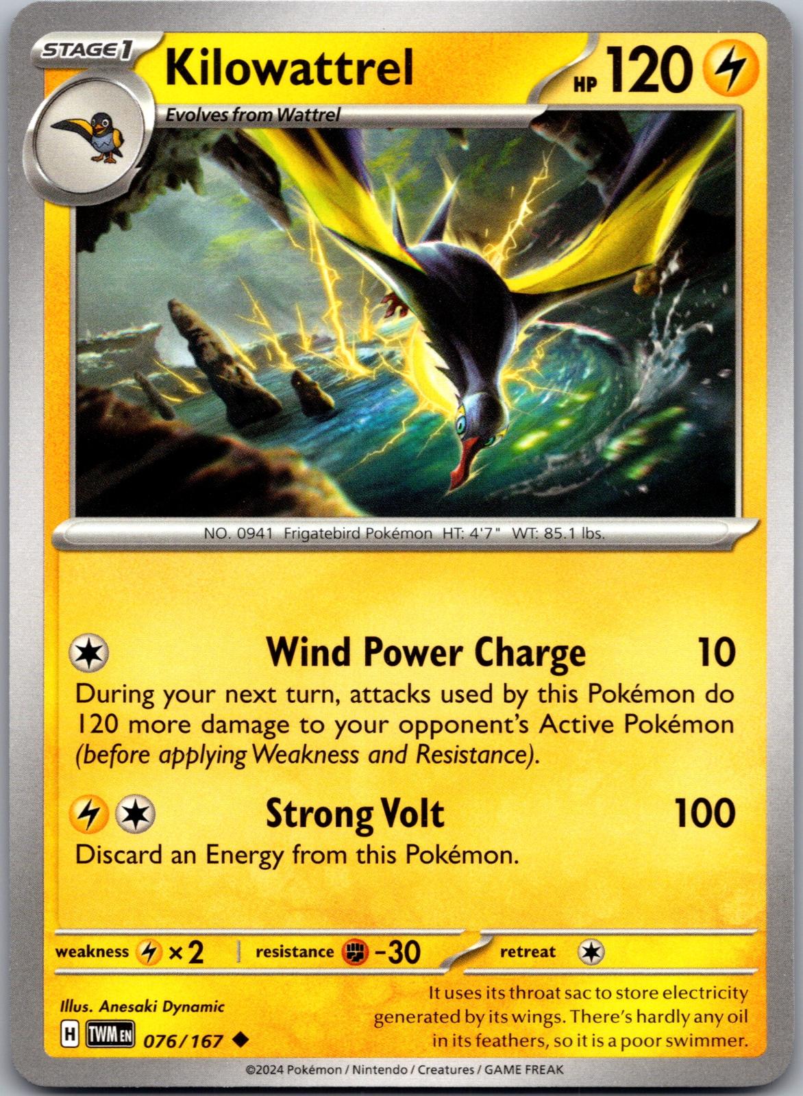 Kilowattrel - 076/167 - - TWILIGHT MASQUERADE - Pokemon - Uncommon | AA85-42