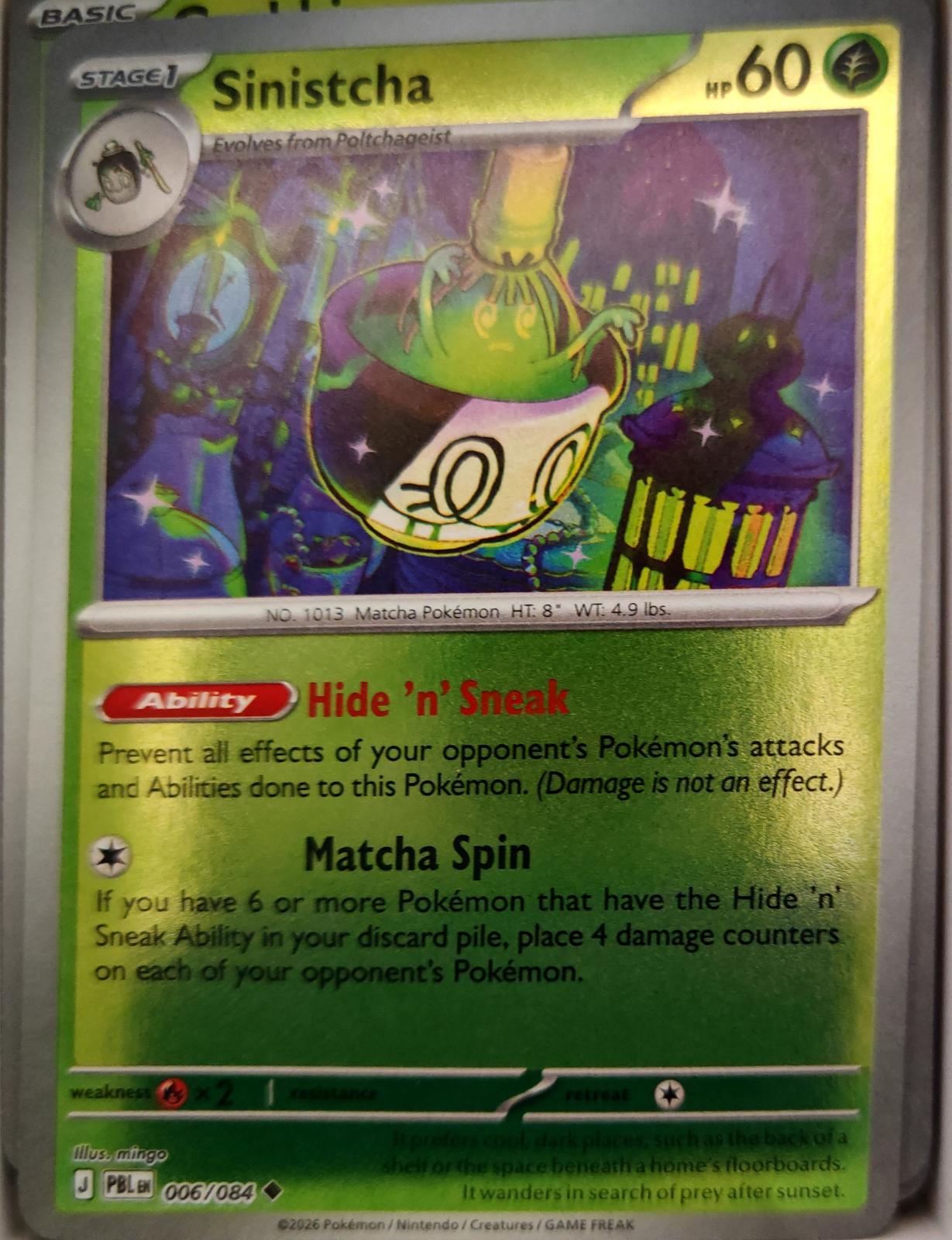 Sinistcha - 006/084 - Reverse Holo - PITCH BLACK - Pokemon - Uncommon | AA14-91
