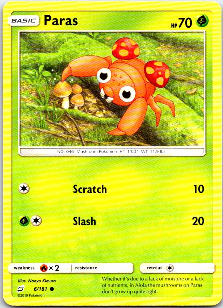 Paras - 6/181 - - TEAM UP - Pokemon - Common | AB74-1