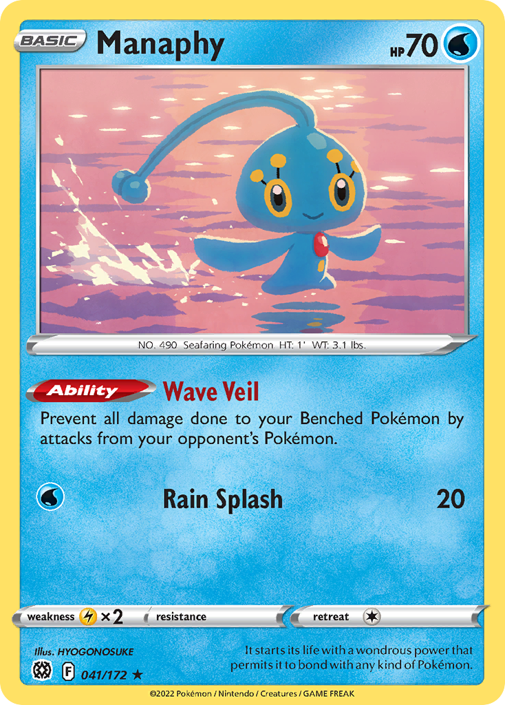 Manaphy - 041/172 - - BRILLIANT STARS - Pokemon - Rare | AA22-8
