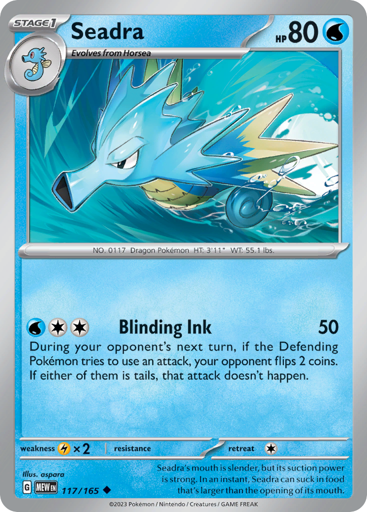 Seadra - 117/165 - - 151 - Pokemon - Uncommon | AA74-24