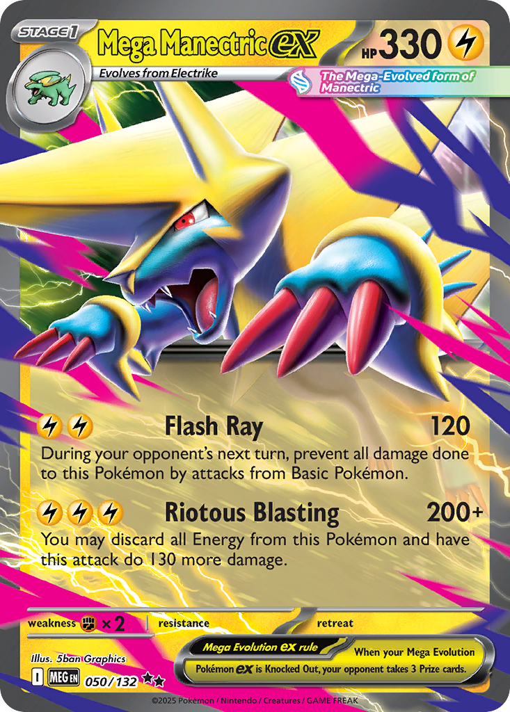 Mega Manectric ex - 050/132 - Holo - MEGA EVOLUTION - Pokemon - | AA37-34