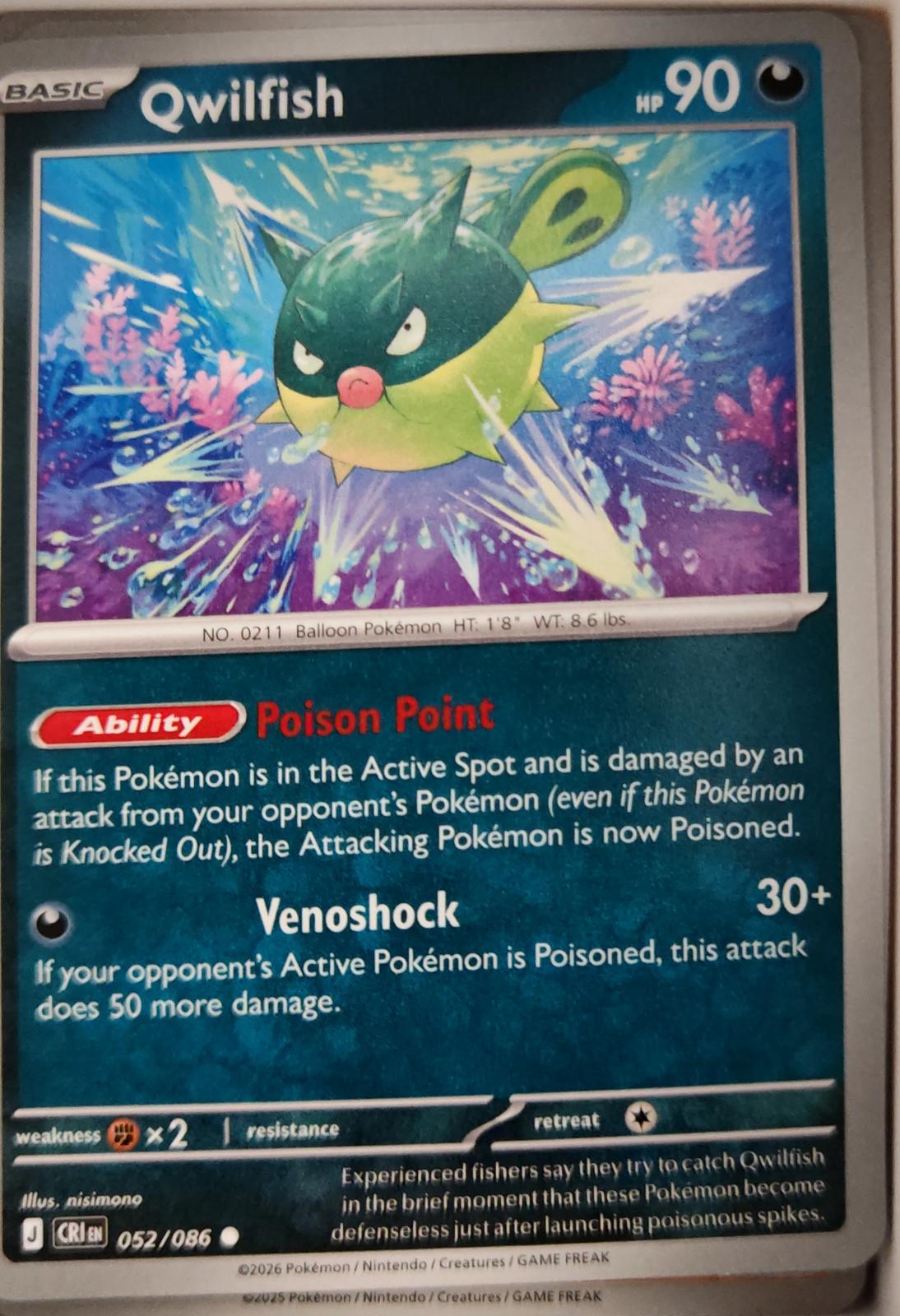 Qwilfish - 052/086 - - CHAOS RISING - Pokemon - Common | AA08-45