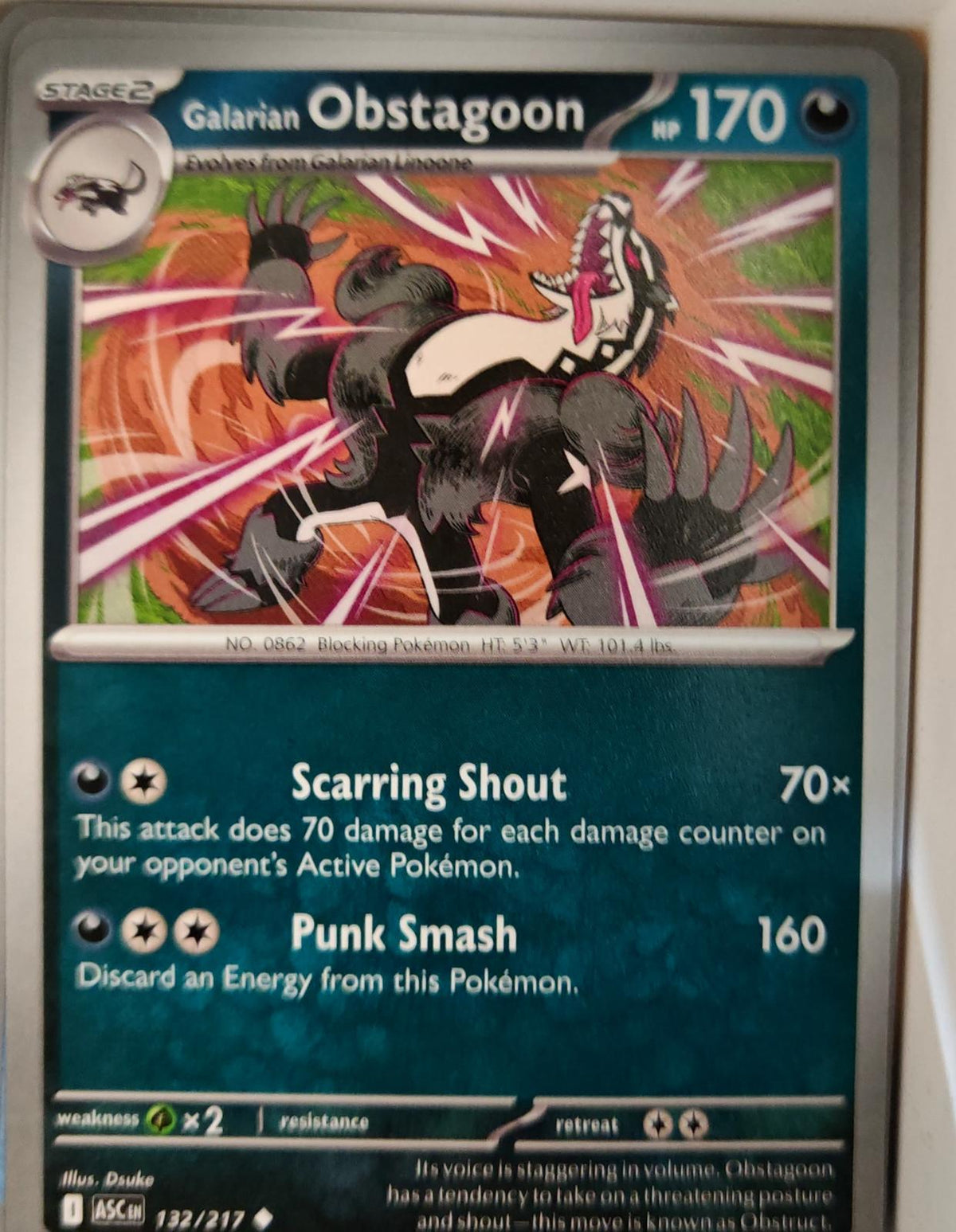 Galarian Obstagoon - 132/217 - - ASCENDED HEROES - Pokemon - Uncommon | AA10-37