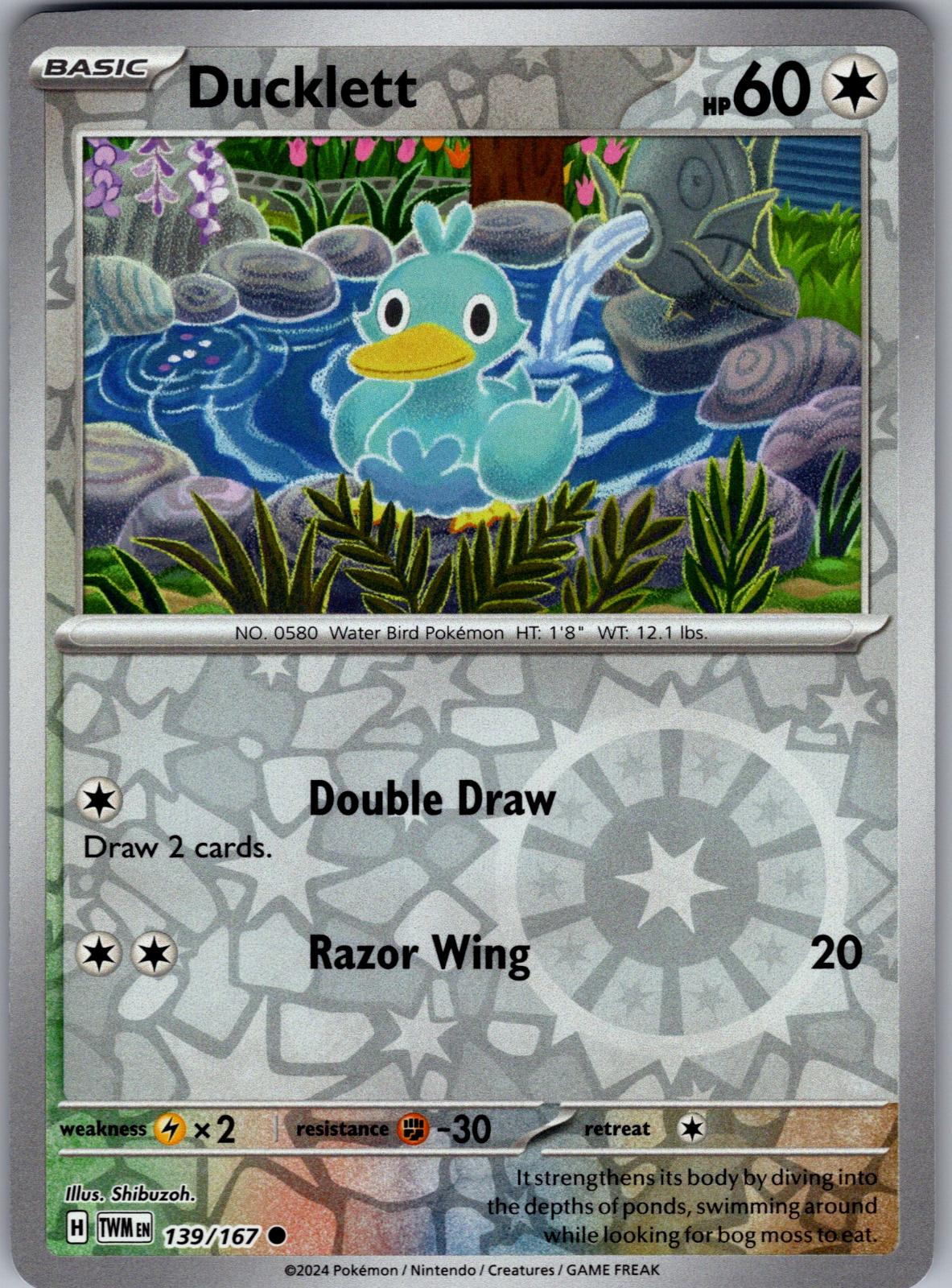 Ducklett - 139/167 - Reverse Holo - TWILIGHT MASQUERADE - Pokemon - | AA82-44