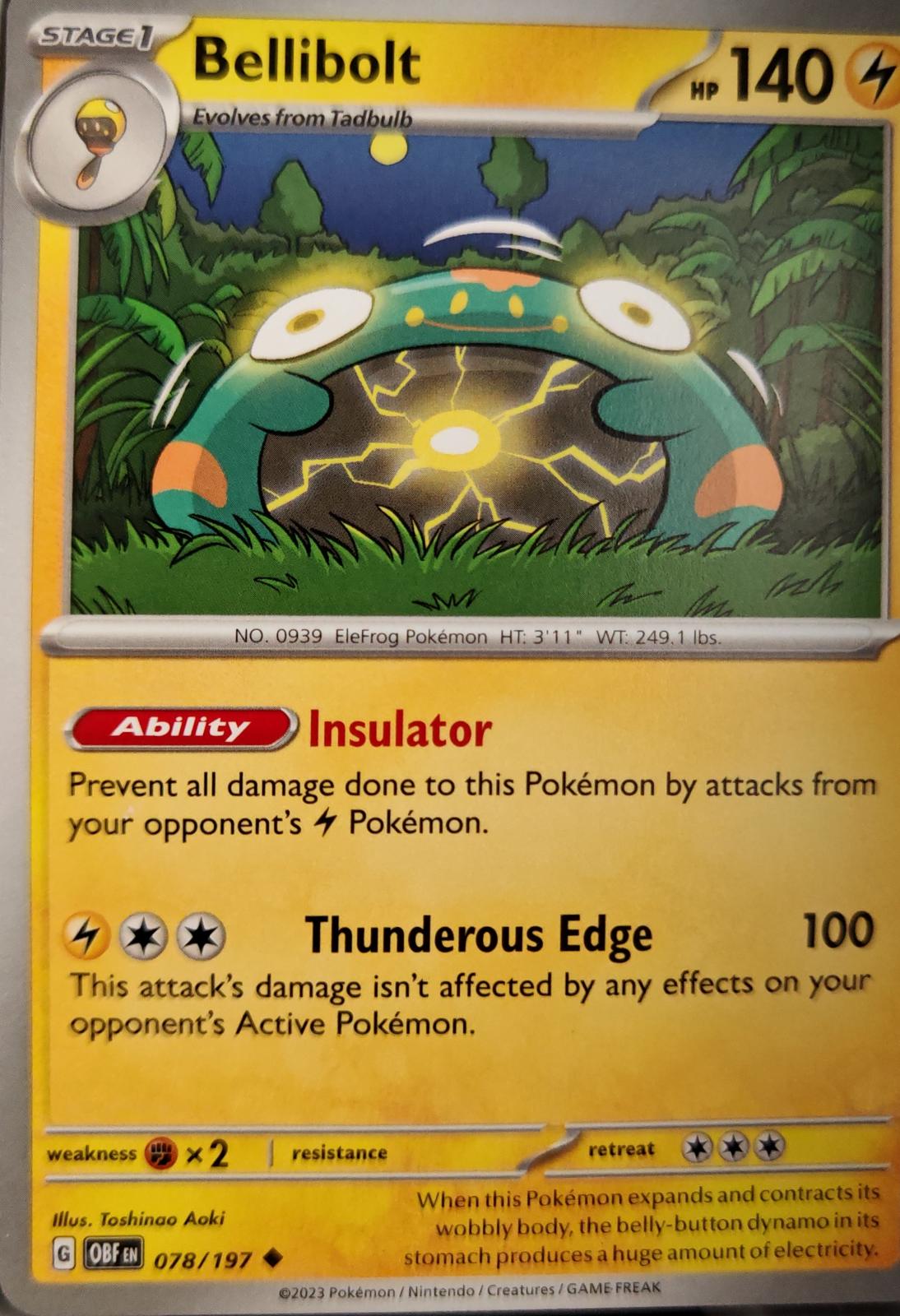 Bellibolt - 078/197 - - OBSIDIAN FLAMES - Pokemon - Uncommon | AA05-100
