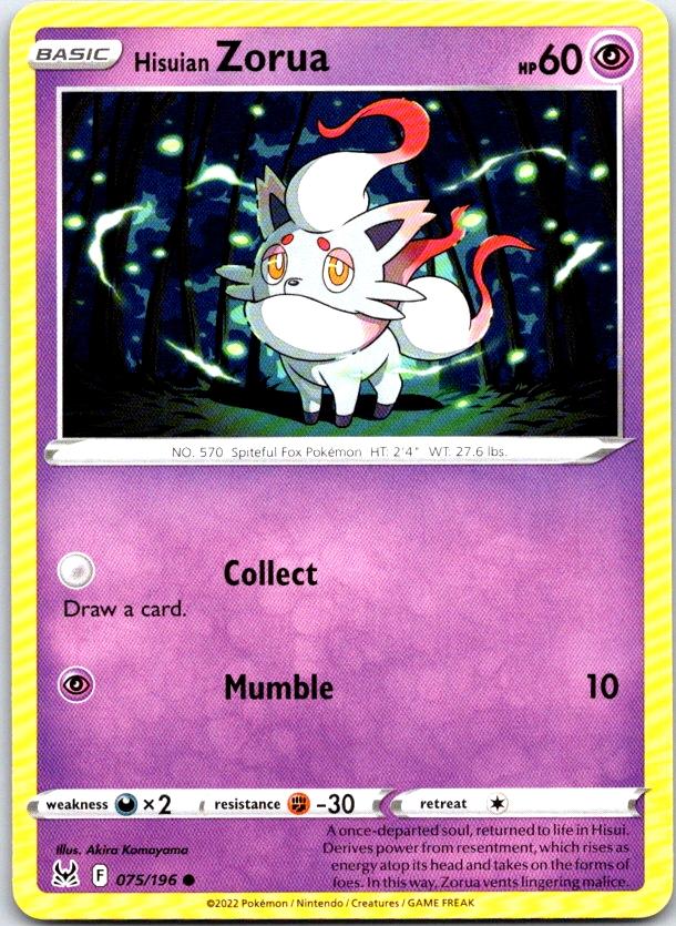 Hisuian Zorua - 075/196 - - LOST ORIGIN - Pokemon - Common | AC09-29