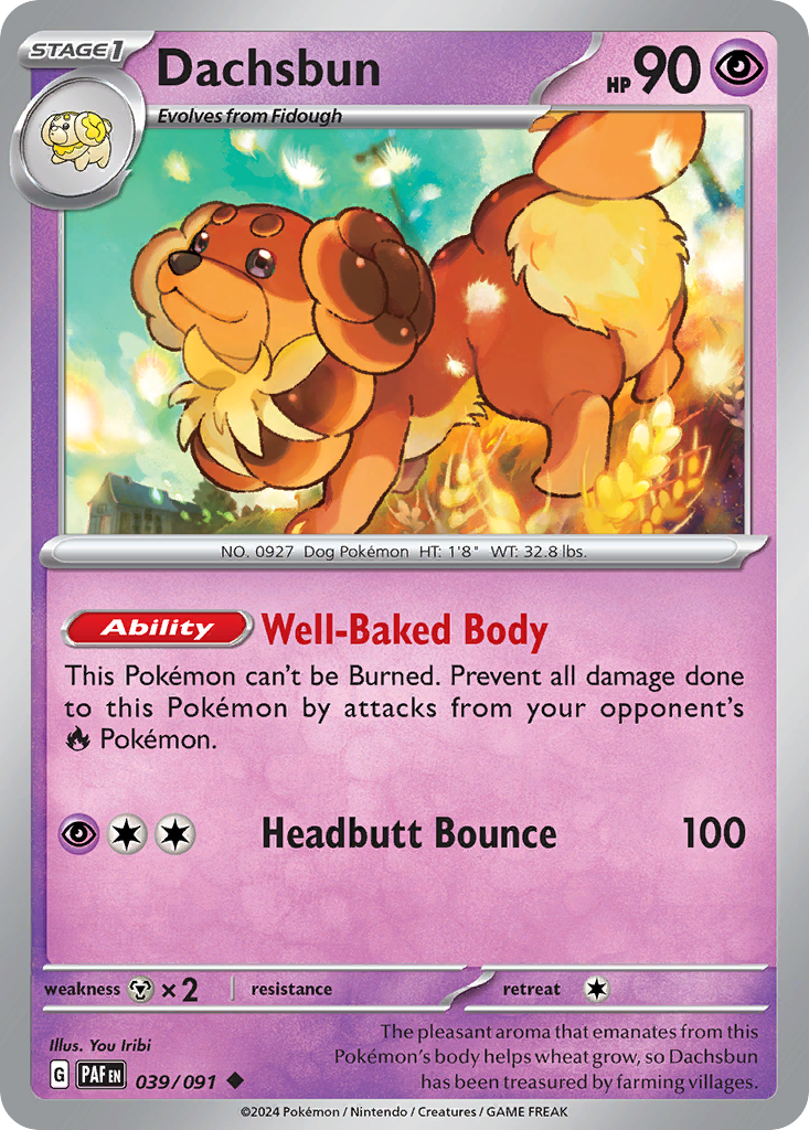 Dachsbun - 039/091 - - PALDEAN FATES - Pokemon - Uncommon | AA48-125