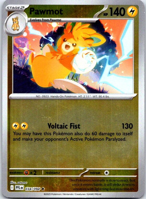 Pawmot - 034/094 - Reverse Holo - PHANTASMAL FLAMES - Pokemon - Rare | AC28-21