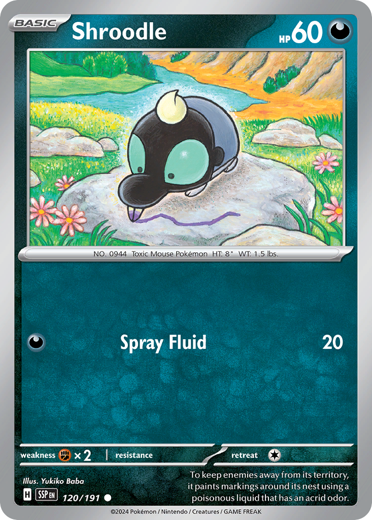 Shroodle - 120/191 - Reverse Holo - SURGING SPARKS - Pokemon - Common | AA49-47
