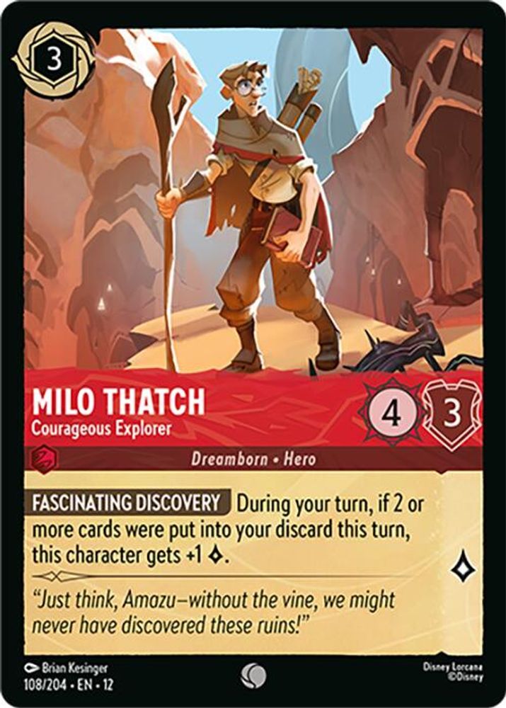 Milo Thatch - Courageous Explorer - 108/204 - - WILDS UNKNOWN - Lorcana - | LAA01-31