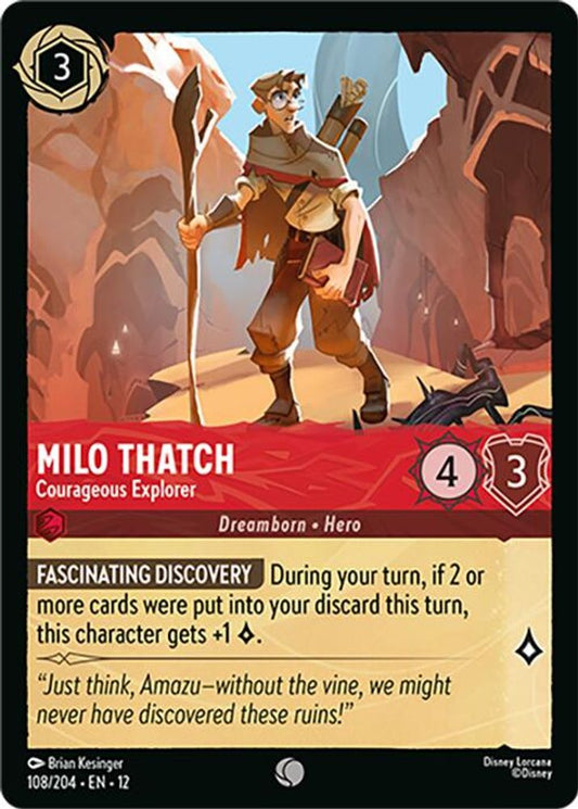 Milo Thatch - Courageous Explorer - 108/204 - - WILDS UNKNOWN - Lorcana - | LAA01-31