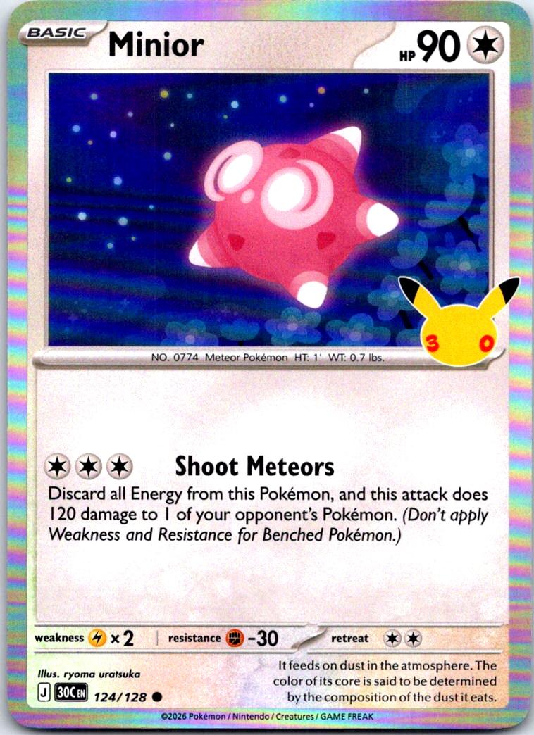 Minior - 124/128 - Holo - ME: 30TH CELEBRATION - Pokemon - | AB32-39