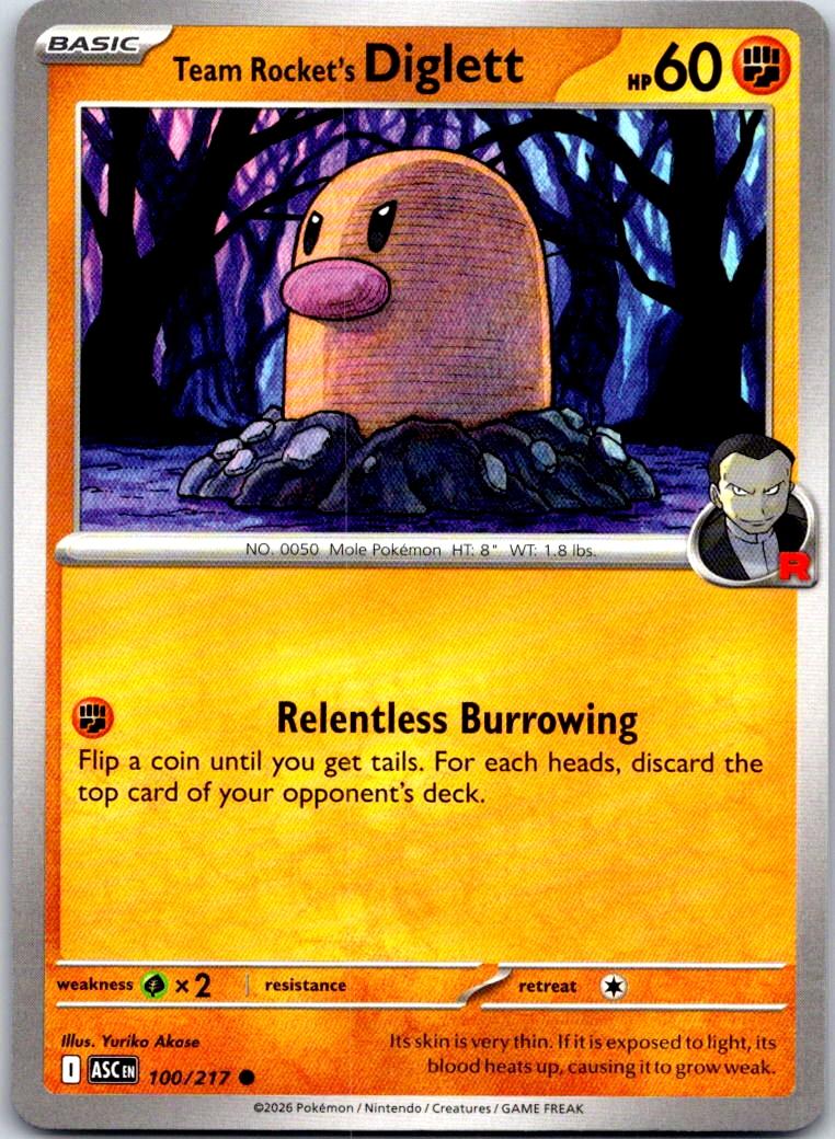Team Rocket's Diglett - 100/217 - - ASCENDED HEROES - Pokemon - Common | AA110-9