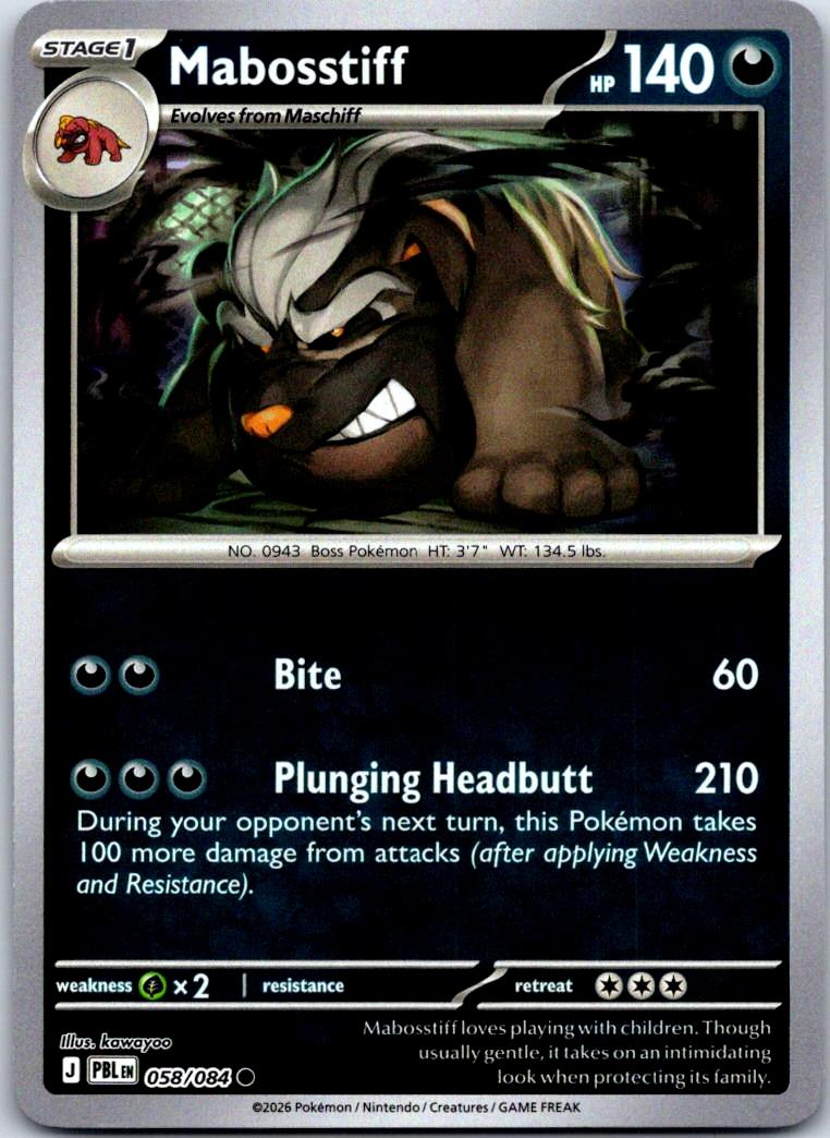 Mabosstiff - 058/084 - Reverse Holo - PITCH BLACK - Pokemon - Common | AA124-47